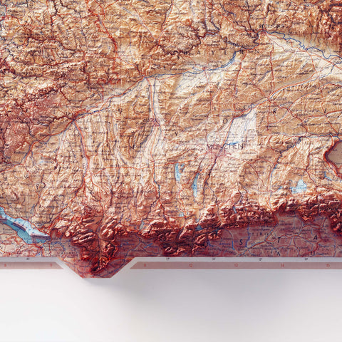 Germany, topographic map - 1968, 2D printed shaded relief map with 3D effect of a 1968 topographic map of Germany. Shop our beautiful fine art printed maps on supreme Cotton paper. Vintage maps digitally restored and enhanced with a 3D effect. VizCart from Vizart