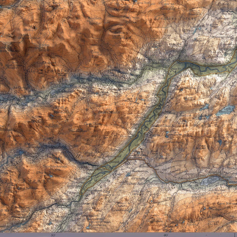 Inverness (Scotland, UK), Topographic map - 1912, 2D printed shaded relief map with 3D effect of a 1912 topographic map of Inverness (Scotland, UK). Shop our beautiful fine art printed maps on supreme Cotton paper. Vintage maps digitally restored and enhanced with a 3D effect. VizCart from Vizart