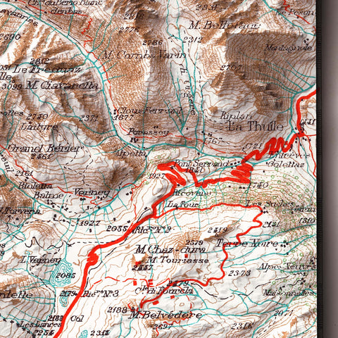 Little St Bernard, Topographic map - 1899, 2D printed shaded relief map with 3D effect of a 1899 topographic map of Little Saint Bernard. Shop our beautiful fine art printed maps on supreme Cotton paper. Vintage maps digitally restored and enhanced with a 3D effect. VizCart from Vizart