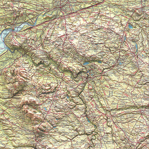 Merseyside (England, UK), Topographic map - 1941, 2D printed shaded relief map with 3D effect of a 1941 topographic map of Merseyside (UK). Shop our beautiful fine art printed maps on supreme Cotton paper. Vintage maps digitally restored and enhanced with a 3D effect. VizCart from Vizart