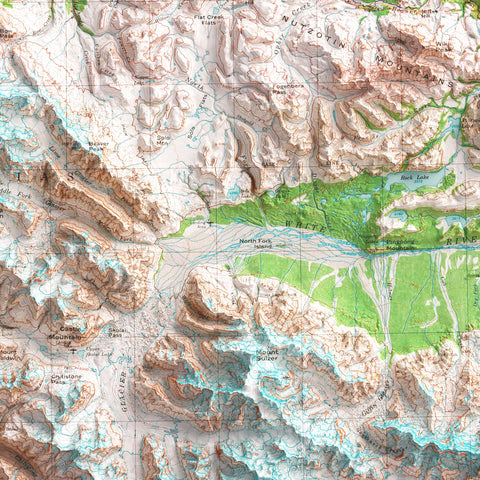 1980 Mount Bona (Alaska, USA) shaded relief map print with 3D effect fine art wall decor. VizCart from Vizart