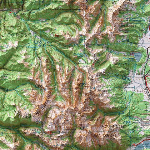 1959 Mount Elbert (Colorado, USA) shaded relief map print with 3D effect fine art wall decor. VizCart from Vizart