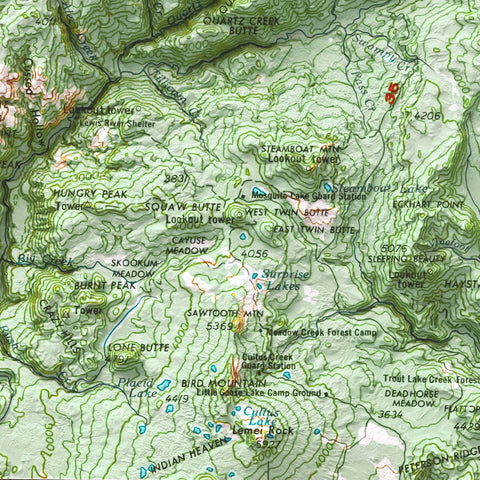 1969 Mount Rainier (Washington, USA) shaded relief map print with 3D effect fine art wall decor. VizCart from Vizart.