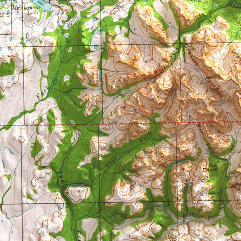 1969 Mount Sanford (Alaska, USA) shaded relief map print with 3D effect fine art wall decor. VizCart from Vizart