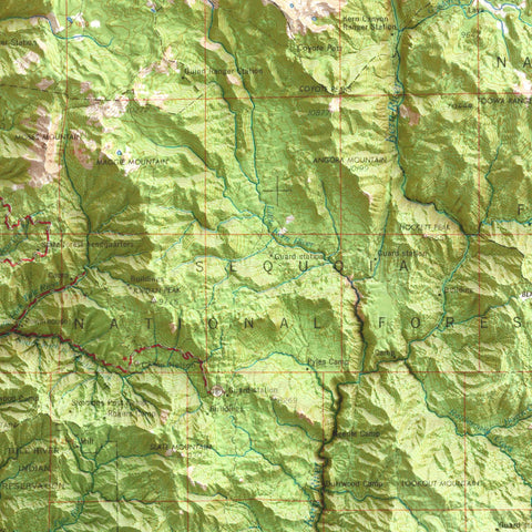 1966 Mount Whitney (California, USA) shaded relief map print with 3D effect fine art wall decor. VizCart from Vizart