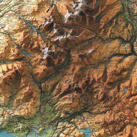 North Wales (Wales, UK), Topographic map - 1941, 2D printed shaded relief map with 3D effect of a 1941 topographic map of North Wales (Wales, UK). Shop our beautiful fine art printed maps on supreme Cotton paper. Vintage maps digitally restored and enhanced with a 3D effect. VizCart from Vizart