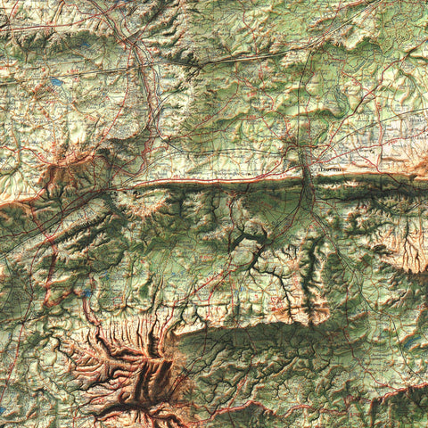 Surrey (England, UK), Topographic map - 1942, 2D printed shaded relief map with 3D effect of a 1942 topographic map of Surrey (UK). Shop our beautiful fine art printed maps on supreme Cotton paper. Vintage maps digitally restored and enhanced with a 3D effect. VizCart from Vizart