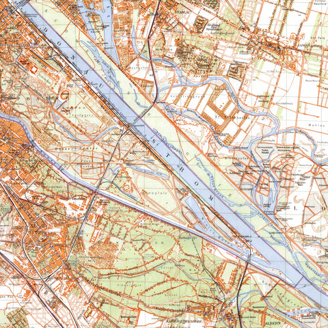 Vienna (Austria) 1948 city digitally restored map reprint on fine art paper close up
