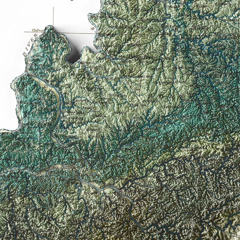 West Virginia (USA), Geological map - 1932, 2D printed shaded relief map with 3D effect of a 1932 geological map of West Virginia (USA). Shop our beautiful fine art printed maps on supreme Cotton paper. Vintage maps digitally restored and enhanced with a 3D effect. VizCart from Vizart