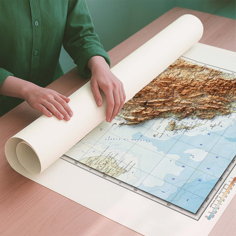 Albania 1967 topographic restored antique shaded relief map print on fine art paper rolled poster ready for shipping