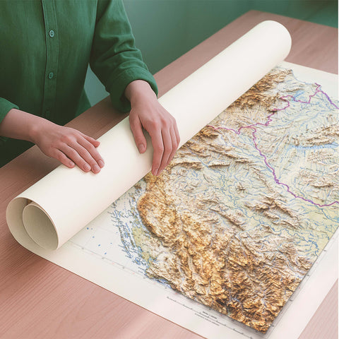 Alps 1965 topographic restored antique shaded relief map print on fine art paper rolled poster ready for shipping