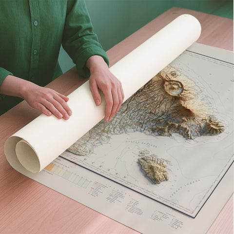 Bali (Indonesia) 1935 topographic restored antique shaded relief map print on fine art paper rolled poster ready for shipping