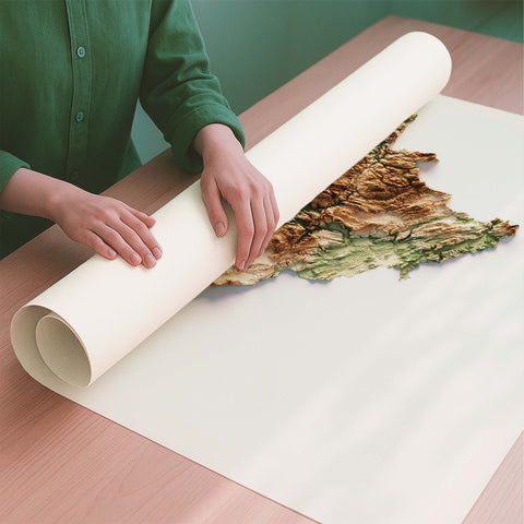 Bosnia and Herzegovina geo shaded relief elevation map printed on fine art paper rolled poster ready for shipping