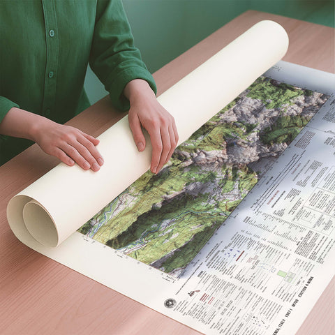 Valley of Soča (Slovenia) 1987 topographic restored antique shaded relief map print on fine art paper rolled poster ready for shipping