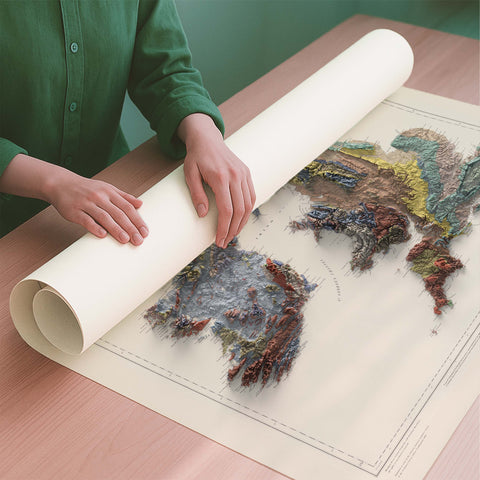 British-Irish Isles 1906 geological restored antique shaded relief map print on fine art paper rolled poster ready for shipping