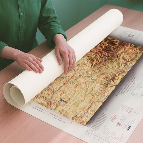 Burgos (Spain) 1944 topographic restored antique shaded relief map print on fine art paper rolled poster ready for shipping