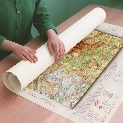 Castelo Branco (Portugal) 1944 topographic restored antique shaded relief map print on fine art paper rolled poster ready for shipping