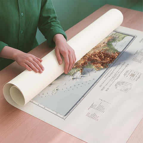 Rome (Italy) 1931 topographic restored antique shaded relief map print on fine art paper rolled poster ready for shipping