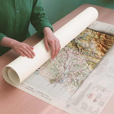 Coimbra (Portugal) 1944 topographic restored antique shaded relief map print on fine art paper rolled poster ready for shipping