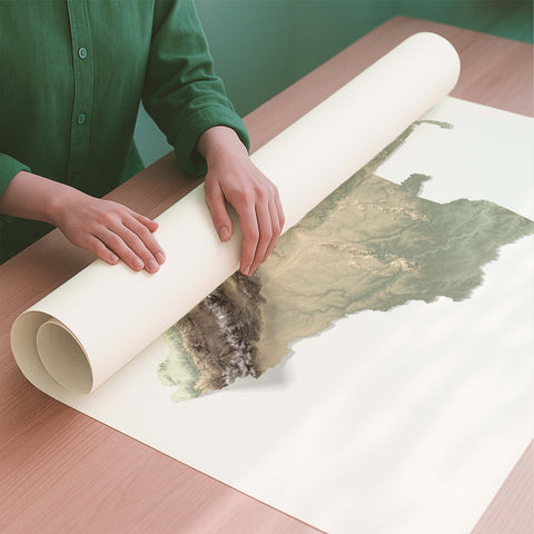 Colombia geo shaded relief elevation map printed on fine art paper rolled poster ready for shipping