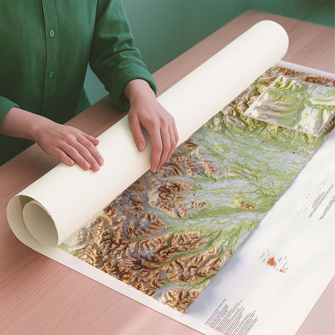 Denali National Park (USA) 1986 topographic restored antique shaded relief map print on fine art paper rolled poster ready for shipping