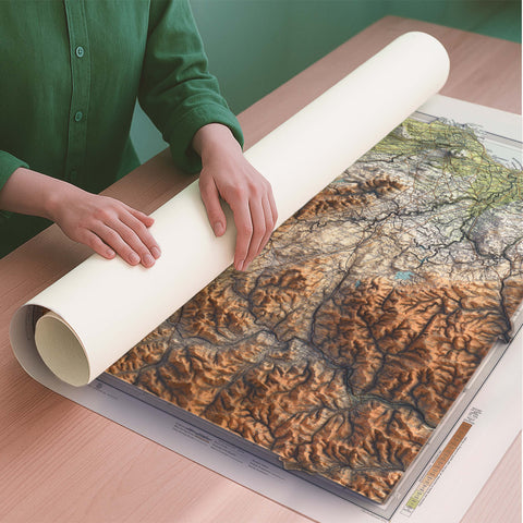 Edinburgh (UK) 1912 topographic restored antique shaded relief map print on fine art paper rolled poster ready for shipping