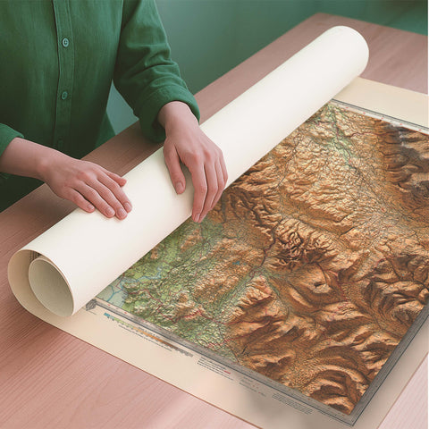 English Lakes (UK) 1941 topographic restored antique shaded relief map print on fine art paper rolled poster ready for shipping