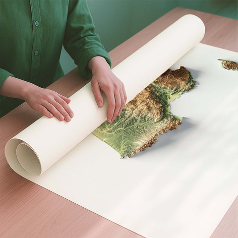 France geo shaded relief elevation map printed on fine art paper rolled poster ready for shipping