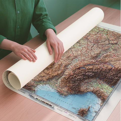 France 1955 topographic restored antique shaded relief map print on fine art paper rolled poster ready for shipping