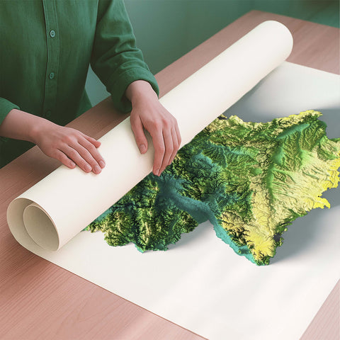 Germany viridis shaded relief elevation map printed on fine art paper rolled poster ready for shipping