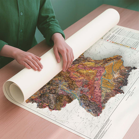 Germany 1995 soil restored antique shaded relief map print on fine art paper rolled poster ready for shipping