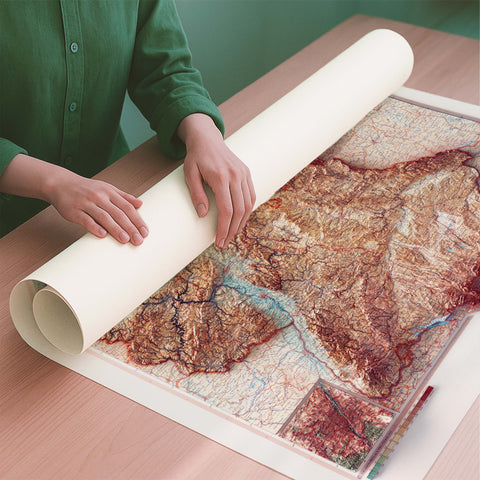 Germany 1968 topographic restored antique shaded relief map print on fine art paper rolled poster ready for shipping