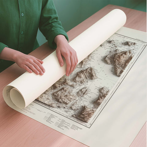 Hekkingen (Norway) 1930 topographic restored antique shaded relief map print on fine art paper rolled poster ready for shipping