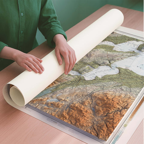 Inverness (UK) 1912 topographic restored antique shaded relief map print on fine art paper rolled poster ready for shipping