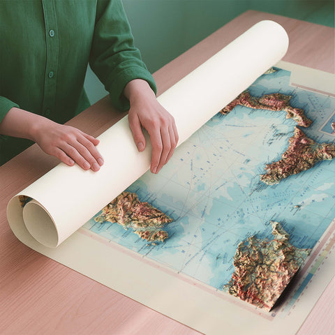 Italy 1967 topographic restored antique shaded relief map print on fine art paper rolled poster ready for shipping