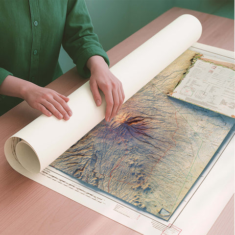 Kilimanjaro (Tanzania) 1978 topographic restored antique shaded relief map print on fine art paper rolled poster ready for shipping