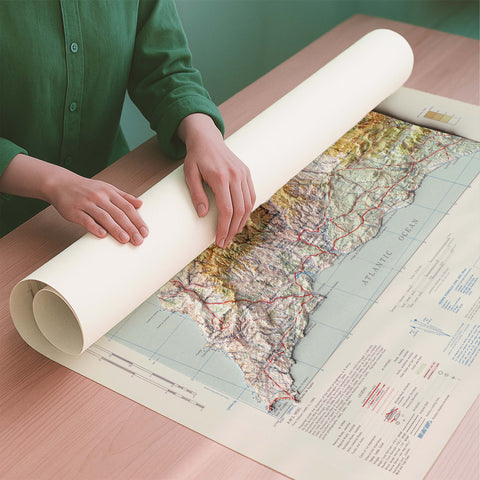 Lagos (Portugal) 1944 topographic restored antique shaded relief map print on fine art paper rolled poster ready for shipping