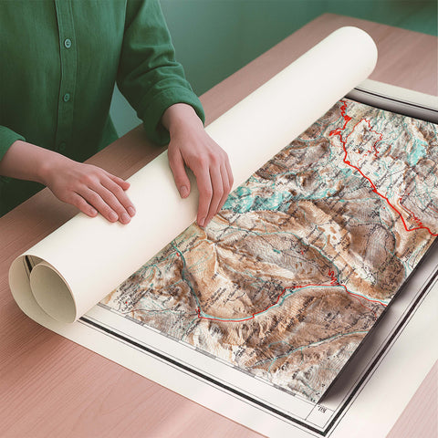 Little St Bernard (Italy) 1899 topographic restored antique shaded relief map print on fine art paper rolled poster ready for shipping