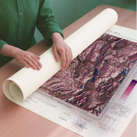 Lyon (France) 1943 topographic restored antique shaded relief map print on fine art paper rolled poster ready for shipping