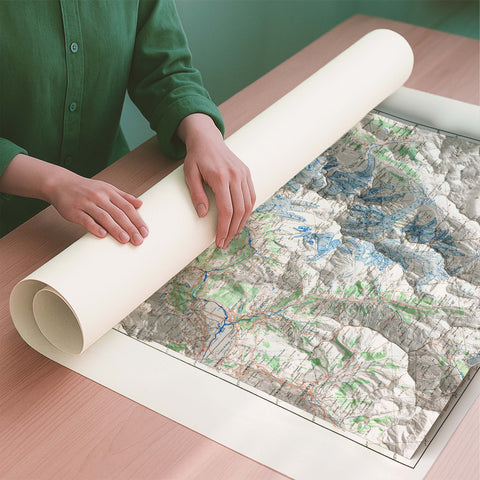 Mt Blanc 1946 topographic restored antique shaded relief map print on fine art paper rolled poster ready for shipping