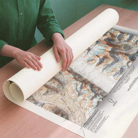 Mt Foraker (USA) 1963 topographic restored antique shaded relief map print on fine art paper rolled poster ready for shipping
