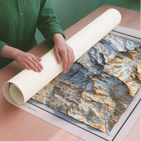 Mt Rosa (Italy) 1899 topographic restored antique shaded relief map print on fine art paper rolled poster ready for shipping