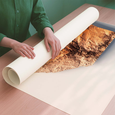 Namib Desert (Namibia) red shaded relief elevation map printed on fine art paper rolled poster ready for shipping