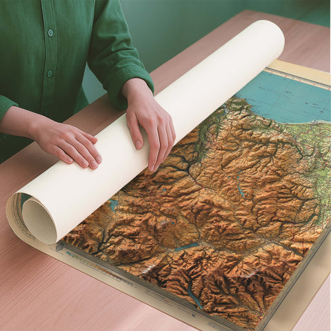 North Wales (UK) 1941 topographic restored antique shaded relief map print on fine art paper rolled poster ready for shipping