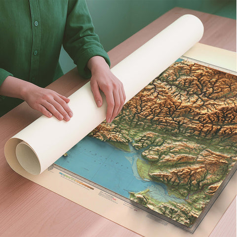 Pembroke (UK) 1942 topographic restored antique shaded relief map print on fine art paper rolled poster ready for shipping