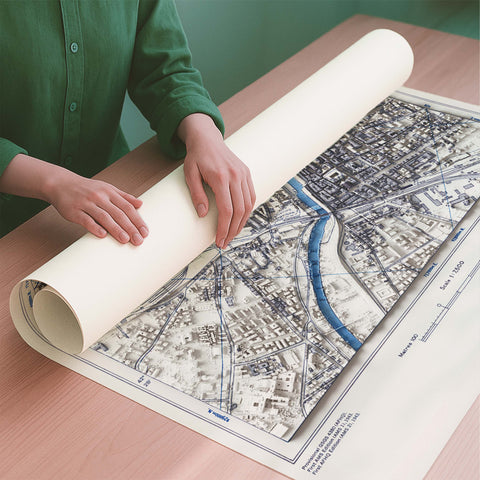 Pescara (Italy) 1944 city restored antique shaded relief map print on fine art paper rolled poster ready for shipping