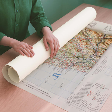 Porto (Portugal) 1944 topographic restored antique shaded relief map print on fine art paper rolled poster ready for shipping