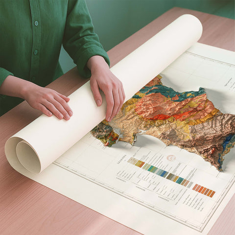 Portugal 1899 geological restored antique shaded relief map print on fine art paper rolled poster ready for shipping