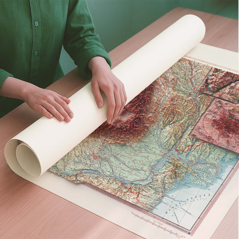 Romania 1963 topographic restored antique shaded relief map print on fine art paper rolled poster ready for shipping