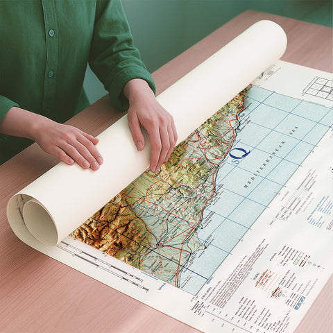Tarragona (Spain) 1944 topographic restored antique shaded relief map print on fine art paper rolled poster ready for shipping